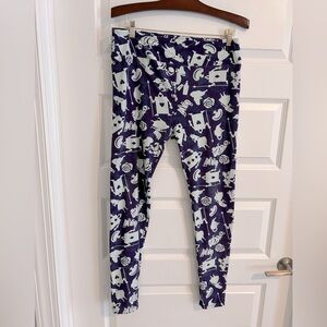Lularoe Disney Alice in Wonderland Leggings Purple White Size Tall and Curvy TC